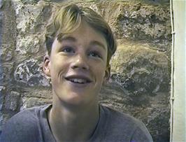 Fergus Worthy engages with his interview over breakfast at St Briavels Castle youth hostel